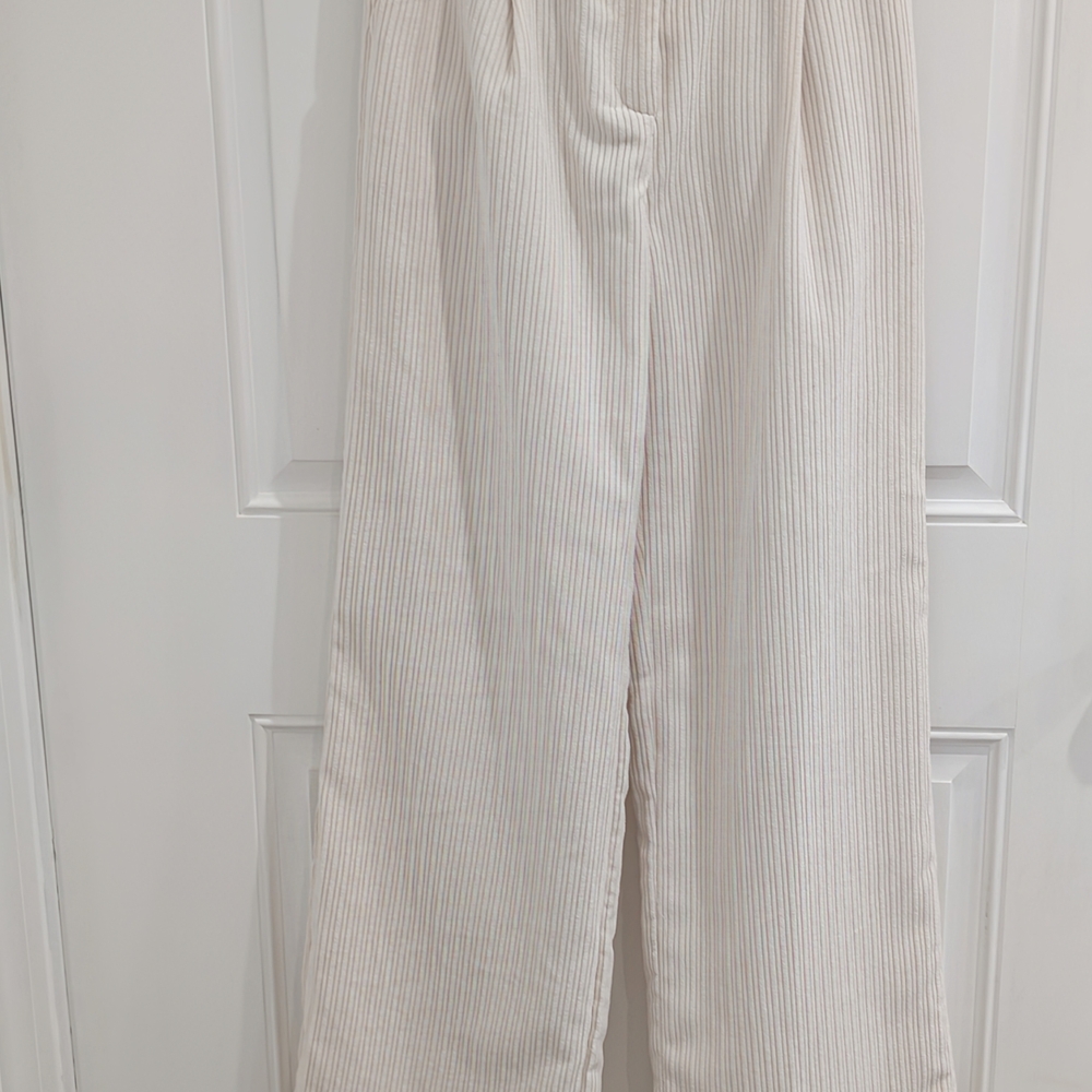 Elegant Cream Pinstripe Trousers